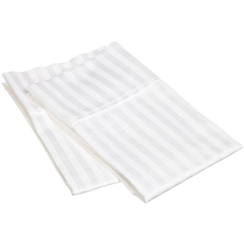 satin stripe 10mm pillow case white - vertical stripe