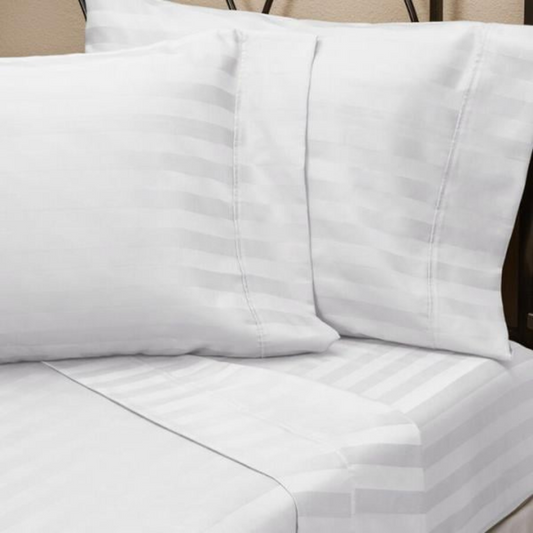 satin stripe 10mm pillow case white - vertical stripe