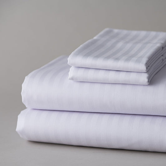 satin stripe 10mm sheet long king flat white