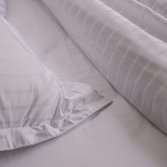 satin stripe 10mm sheet long queen flat white